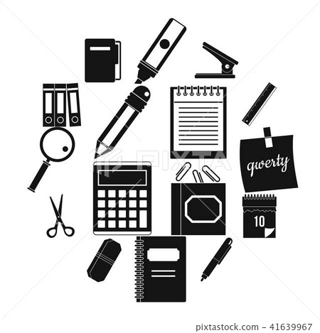 Stationery symbols icons set, simple style Stationery symbols icons set, simple style 41639967