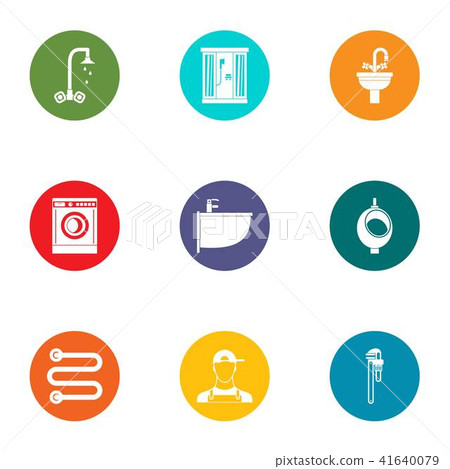 Tub icons set, flat style - Stock Illustration [41640079] - PIXTA