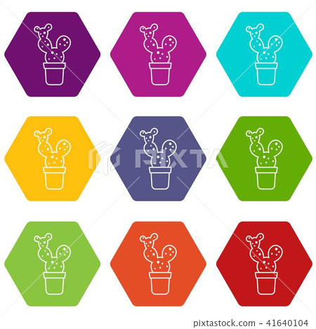Big cactus icons set 9 vector Big cactus icons set 9 vector 41640104