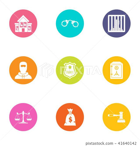 Police force icons set, flat style 41640142