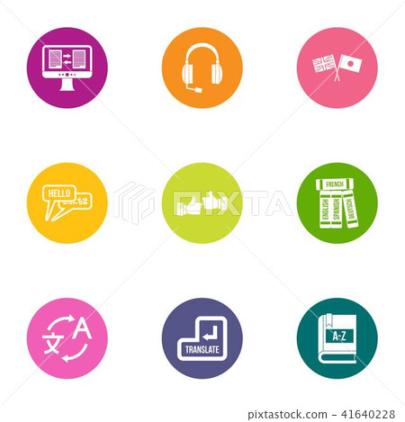 Language school icons set, flat style Language school icons set, flat style 41640228