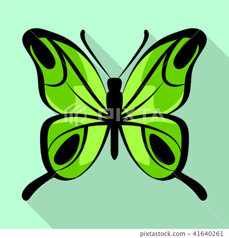 Lemon green butterfly icon, flat style 41640261