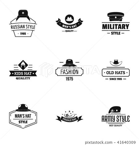 Hat fashion logo set, simple style Hat fashion logo set, simple style 41640309