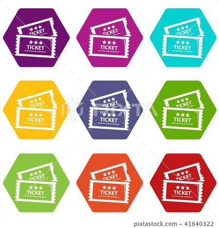 Cinema ticket icons set 9 vector 41640322