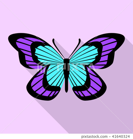 Aqua purple butterfly icon, flat style 41640324