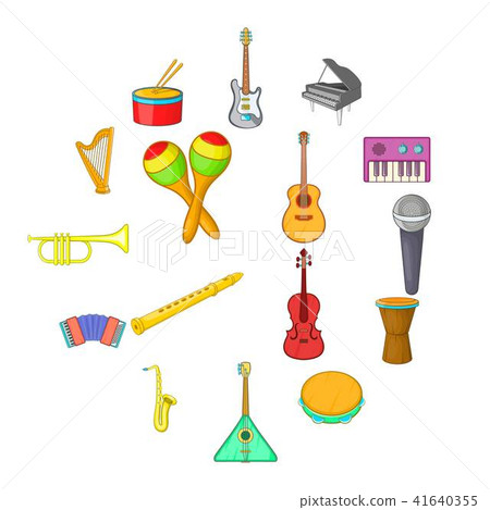 Musical instruments icons set, cartoon style Musical instruments icons set, cartoon style 41640355