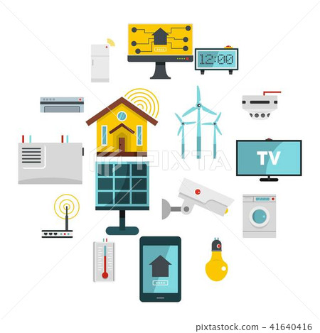 Smart home house icons set in flat style 41640416