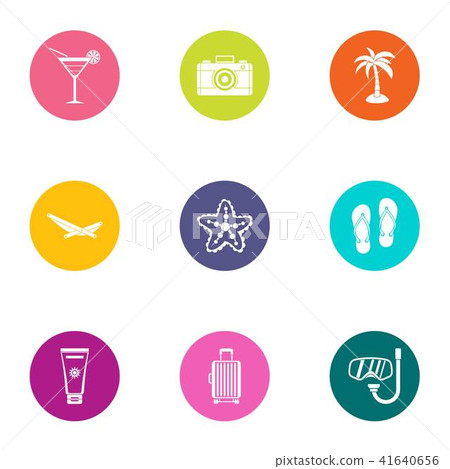 Hot day icons set, flat style Hot day icons set, flat style 41640656