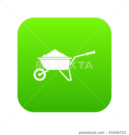 Wheelbarrow loaded with soil icon digital green Wheelbarrow loaded with soil icon digital green 41640720
