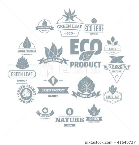 Eco leaf logo icons set, simple style Eco leaf logo icons set, simple style 41640727