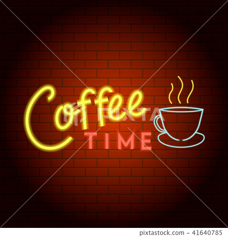 Coffee time logo neon light icon, realistic style Coffee time logo neon light icon, realistic style 41640785
