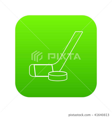 Stick washer ice hockey icon green vector Stick washer ice hockey icon green vector 41640813