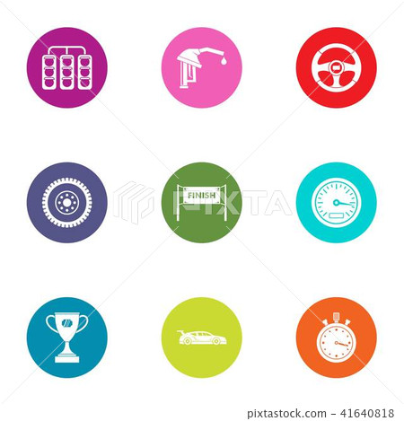 Racing work icons set, flat style Racing work icons set, flat style 41640818