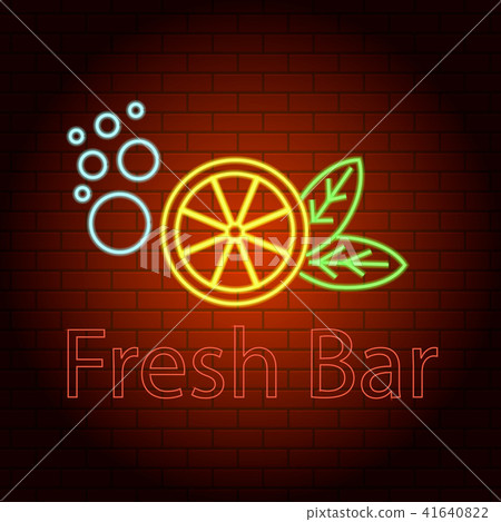 Fresh bar logo neon light icon, realistic style Fresh bar logo neon light icon, realistic style 41640822