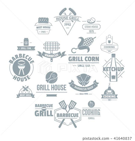 Barbecue grill logo icons set, simple style Barbecue grill logo icons set, simple style 41640837