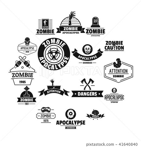 Zombie logo icons set, simple style Zombie logo icons set, simple style 41640840