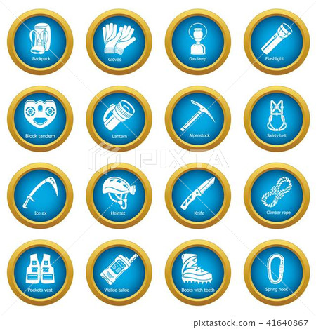 Speleology equipment icons set, simple style Speleology equipment icons set, simple style 41640867