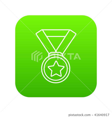 Hockey champion medal icon green vector - Stock Illustration [41640917 ...