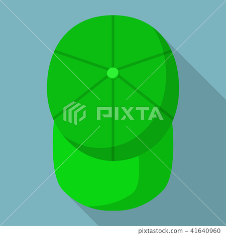 Top view of green baseball cap icon, flat style Top view of green baseball cap icon, flat style 41640960