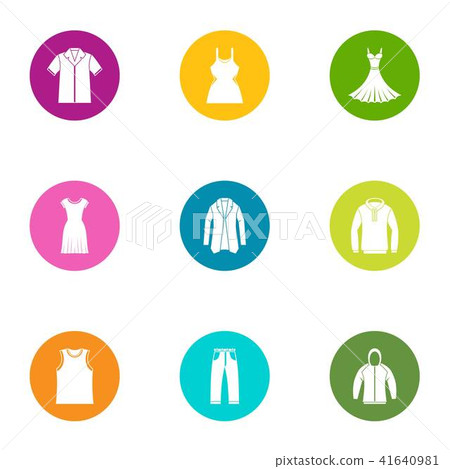 Summer clothing icons set, flat style Summer clothing icons set, flat style 41640981