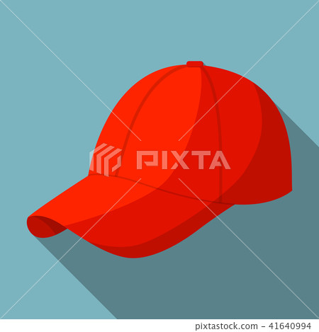Red baseball cap icon, flat style - Stock Illustration [41640994] - PIXTA