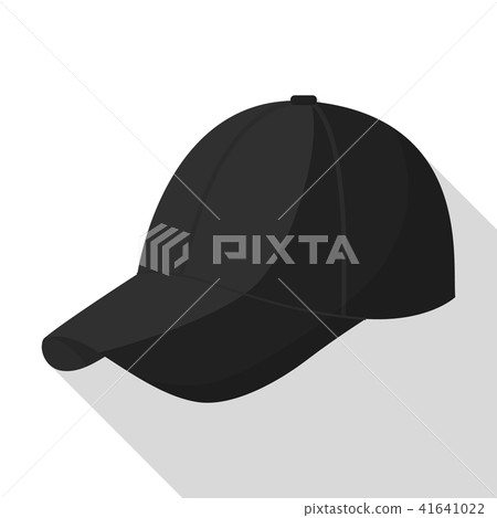 Black baseball cap icon, flat style Black baseball cap icon, flat style 41641022