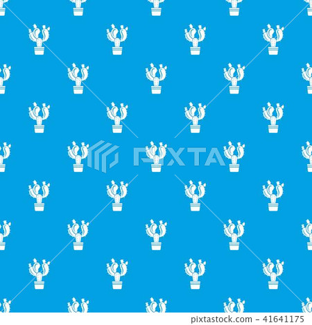 Cactus in pot pattern vector seamless blue - Stock Illustration ...