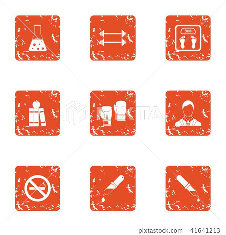 Chemical training icons set, grunge style 41641213