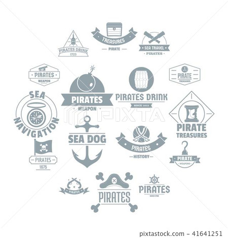 Pirate logo icons set, simple style 41641251