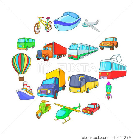 Transport icons set, cartoon style Transport icons set, cartoon style 41641259
