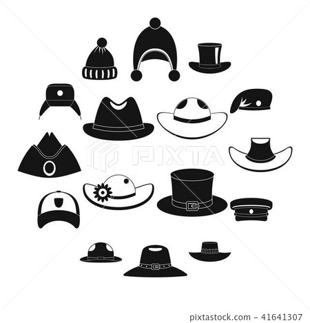 Headdress hat icons set, simple style Headdress hat icons set, simple style 41641307