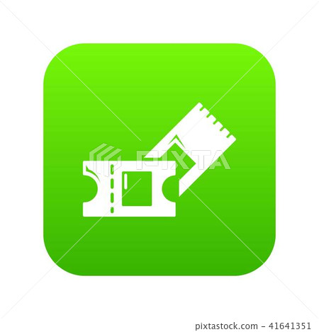 Ice hockey ticket icon green vector Ice hockey ticket icon green vector 41641351