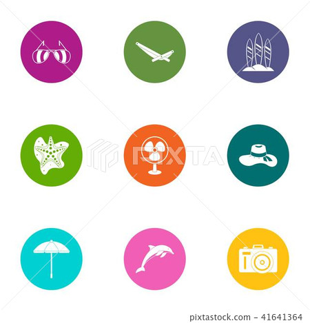 Excursion icons set, flat style - Stock Illustration [41641364] - PIXTA