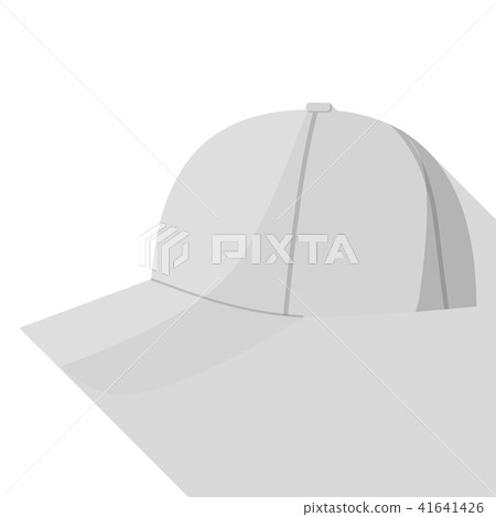 Side view of grey baseball cap icon, flat style Side view of grey baseball cap icon, flat style 41641426