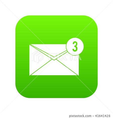 Envelope with three messages icon digital green Envelope with three messages icon digital green 41641428