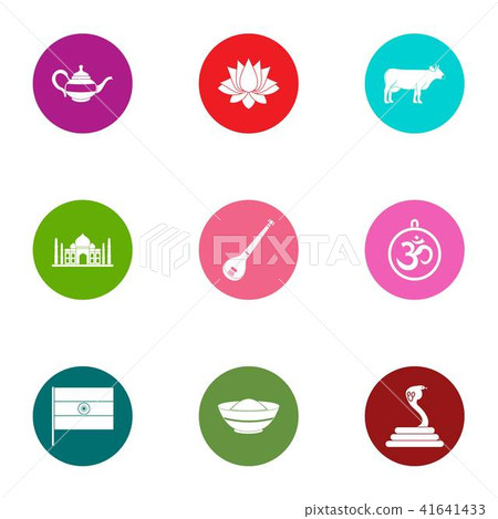 Eastward icons set, flat style 41641433