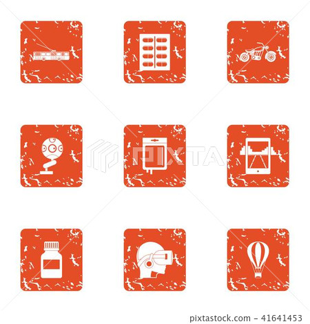 Cyber instruction icons set, grunge style Cyber instruction icons set, grunge style 41641453