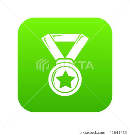 Hockey champion medal icon green vector - Stock Illustration [41641483 ...