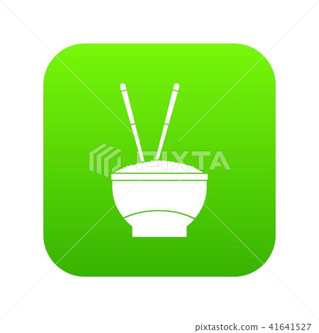 Bowl of rice with chopsticks icon digital green Bowl of rice with chopsticks icon digital green 41641527