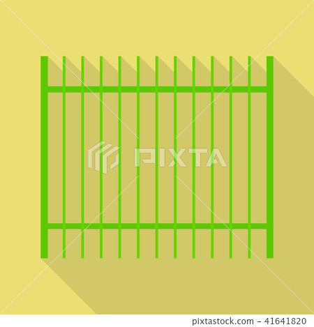 Green metal fence icon, flat style Green metal fence icon, flat style 41641820