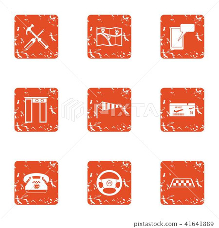 Taxi stand icons set, grunge style 41641889