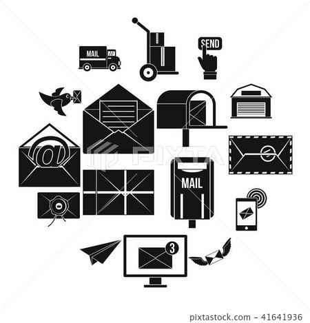 Poste service icons set, simple style Poste service icons set, simple style 41641936