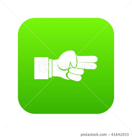 Hand showing two fingers icon digital green - Stock Illustration ...