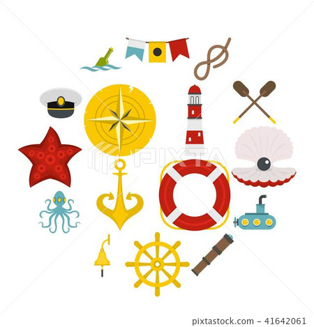 Nautical icons set in flat style Nautical icons set in flat style 41642061