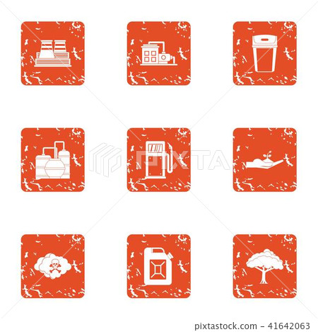 Chemical enterprise icons set, grunge style Chemical enterprise icons set, grunge style 41642063