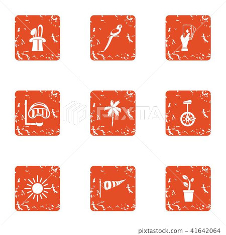 Stagger icons set, grunge style 41642064