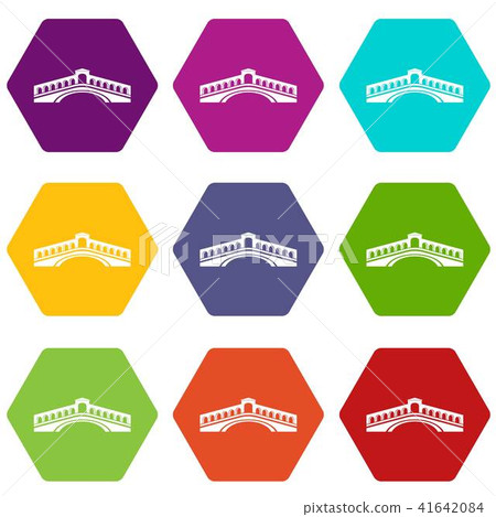 Rialto bridge icons set 9 vector Rialto bridge icons set 9 vector 41642084