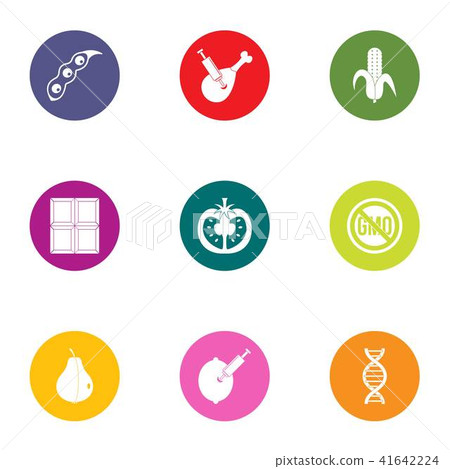 Gmo icons set, flat style 41642224