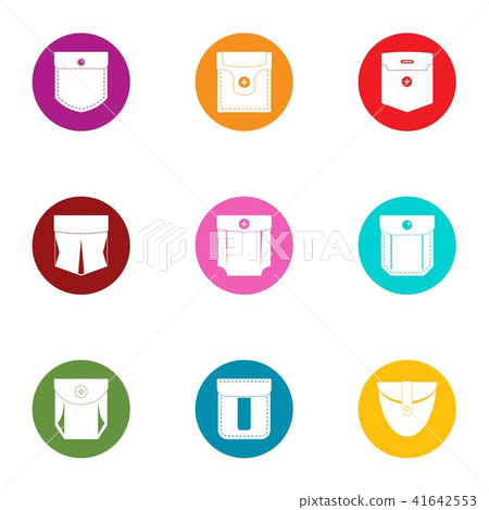 Pouch icons set, flat style - Stock Illustration [41642553] - PIXTA