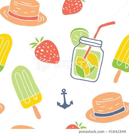 Hand drawn summer seamless pattern - Stock Illustration [41642849] - PIXTA